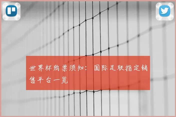 世界杯购票须知：国际足联指定销售平台一览